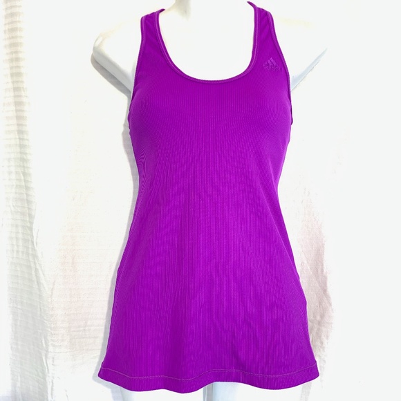 adidas Tops - ADIDAS Ribbed Purple Racerback Tank Top Gym sz L